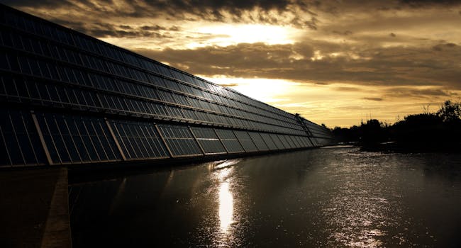 Black Solar Panel Near Calm Body of Water